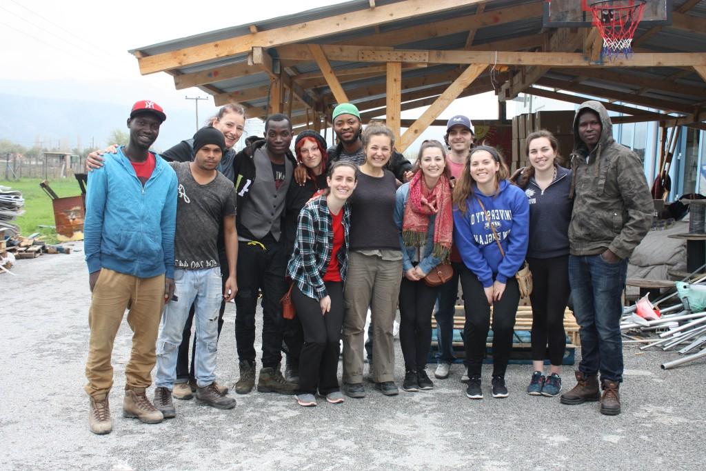 Group shot of U N E students on a trip